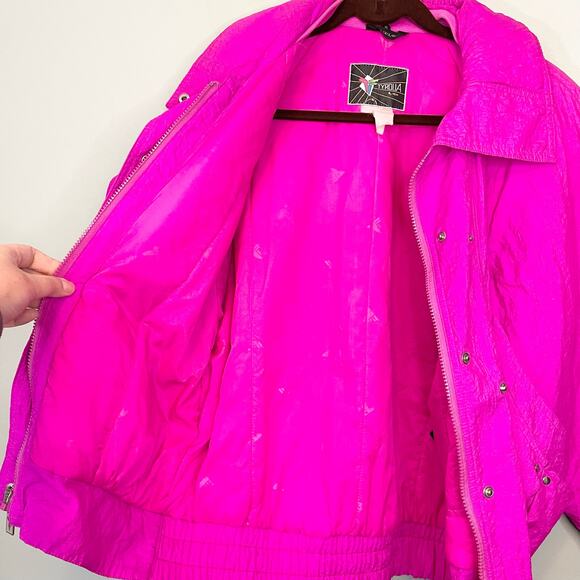 VINTAGE Tyrolia Head Jacket Wome S Fuschia Pink Full Zip Ski Bomber Buckle Retro - Picture 8 of 10